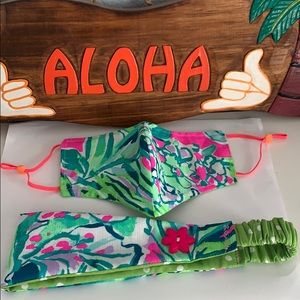 Lilly Pulitzer face mask and headband